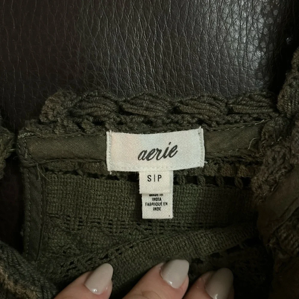 NWOT Aerie Crochet Crop Tank green - Picture 5 of 5